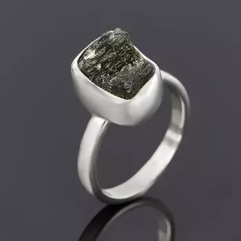 Кольцо молдавит (серебро 925 пр.) (регулируемый) размер 17,5