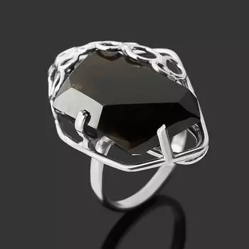 Кольцо морион (нейзильбер) огранка размер 17,5