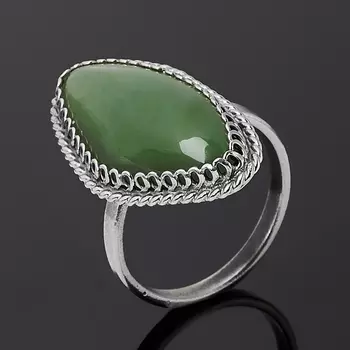 Кольцо нефрит зеленый (нейзильбер) размер 15,5