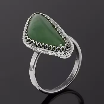 Кольцо нефрит зеленый (нейзильбер) размер 16,5