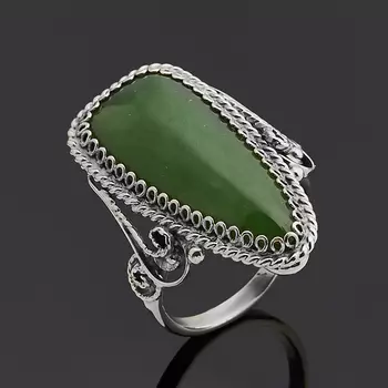 Кольцо нефрит зеленый (нейзильбер) размер 16,5