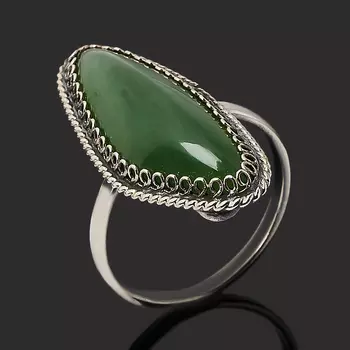 Кольцо нефрит зеленый (нейзильбер) размер 18,5