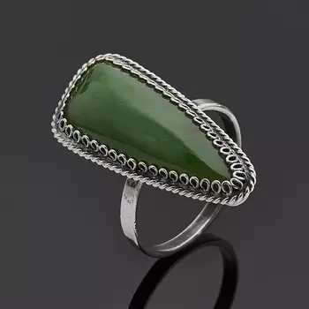 Кольцо нефрит зеленый (нейзильбер) размер 17,5