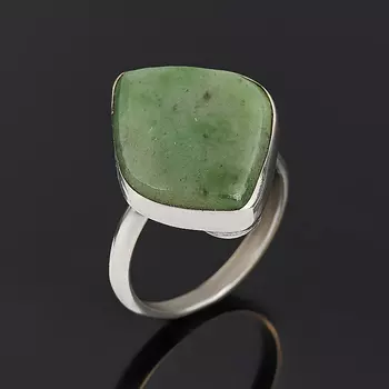 Кольцо нефрит зеленый (нейзильбер) размер 17,5