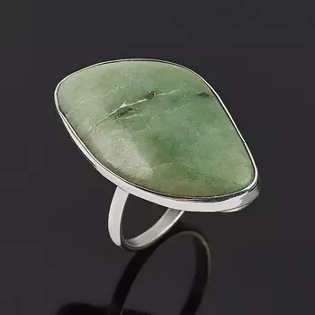 Кольцо нефрит зеленый (нейзильбер) размер 18