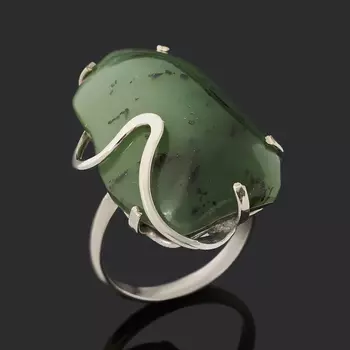 Кольцо нефрит зеленый (нейзильбер) размер 18,5