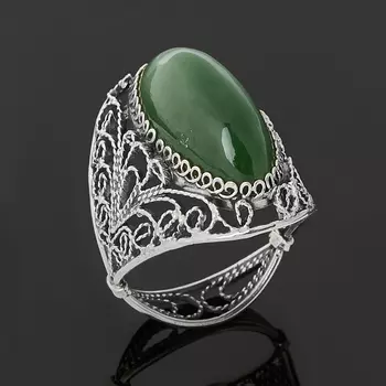 Кольцо нефрит зеленый (нейзильбер) размер 19,5