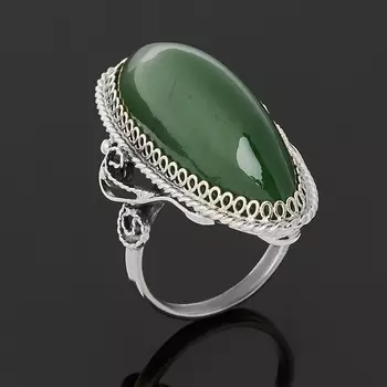 Кольцо нефрит зеленый (нейзильбер) размер 16,5