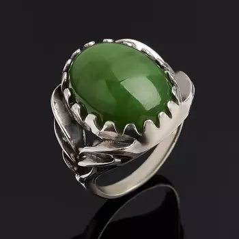 Кольцо нефрит зеленый (серебро 925 пр. оксидир.) размер 17,5