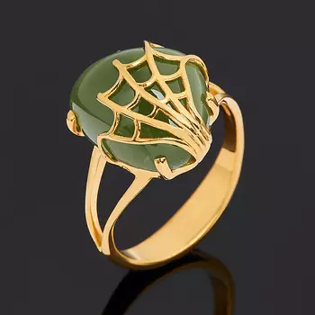 Кольцо нефрит зеленый (серебро 925 пр. позолота) размер 18