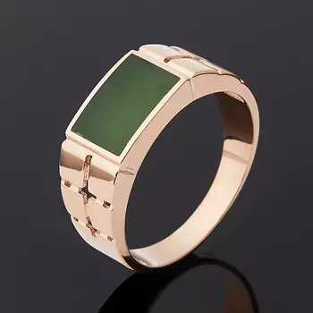 Кольцо нефрит зеленый (серебро 925 пр. позолота) размер 21