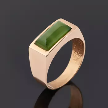 Кольцо нефрит зеленый (серебро 925 пр. позолота) размер 18