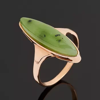 Кольцо нефрит зеленый (серебро 925 пр., позолота) размер 17,5