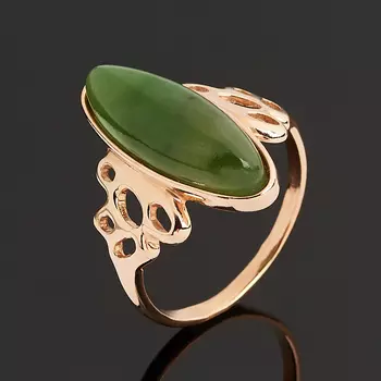 Кольцо нефрит зеленый (серебро 925 пр. позолота) размер 17