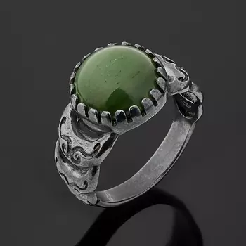 Кольцо нефрит зеленый (серебро 925 пр. родир. черн.) размер 18,5