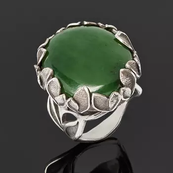 Кольцо нефрит зеленый (серебро 925 пр. оксидир.) размер 18,5