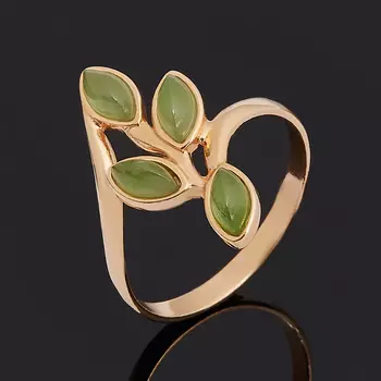 Кольцо нефрит зеленый (серебро 925 пр. позолота) размер 17,5