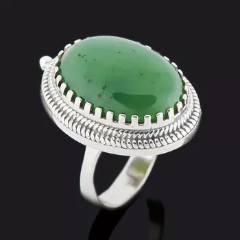 Кольцо нефрит зеленый (серебро 925 пр. оксидир.) размер 17,5