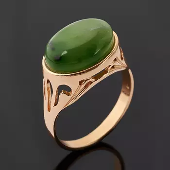 Кольцо нефрит зеленый (серебро 925 пр. позолота) размер 18