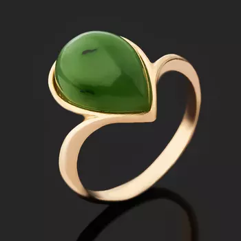 Кольцо нефрит зеленый (серебро 925 пр. позолота) размер 17,5