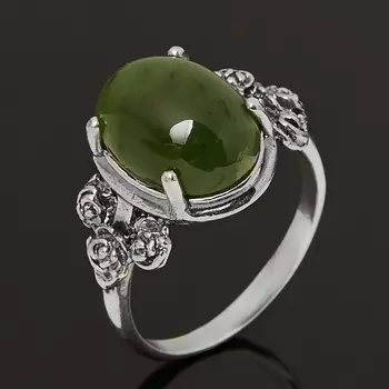 Кольцо нефрит зеленый (серебро 925 пр. оксидир.) размер 18,5