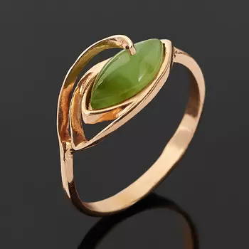 Кольцо нефрит зеленый (серебро 925 пр. позолота) размер 17