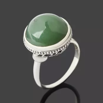 Кольцо нефрит зеленый (серебро 925 пр. оксидир.) размер 18