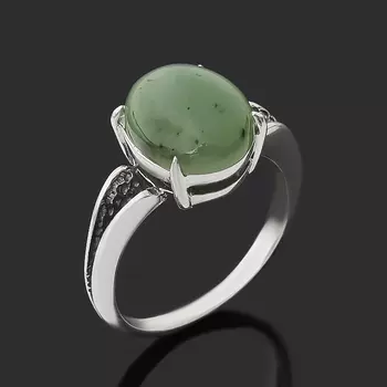 Кольцо нефрит зеленый (серебро 925 пр. оксидир.) размер 18