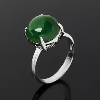 Кольцо нефрит зеленый (серебро 925 пр.) размер 18