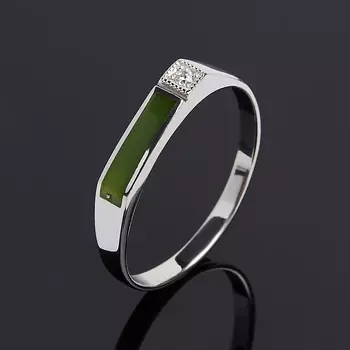 Кольцо нефрит зеленый (серебро 925 пр.) размер 20