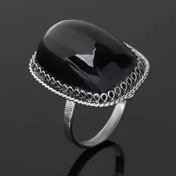 Кольцо обсидиан прозрачный (нейзильбер) размер 16,5