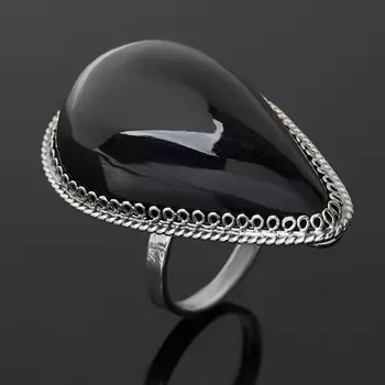 Кольцо обсидиан прозрачный (нейзильбер) размер 17