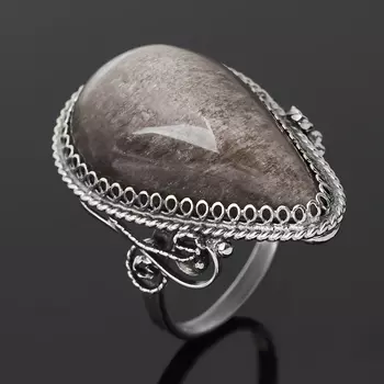 Кольцо обсидиан прозрачный (нейзильбер) размер 18