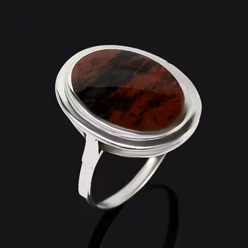 Кольцо обсидиан прозрачный (серебро 925 пр. родир. бел.) размер 18