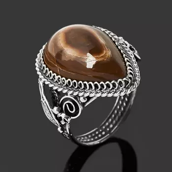 Кольцо окаменелое дерево (нейзильбер) размер 18,5