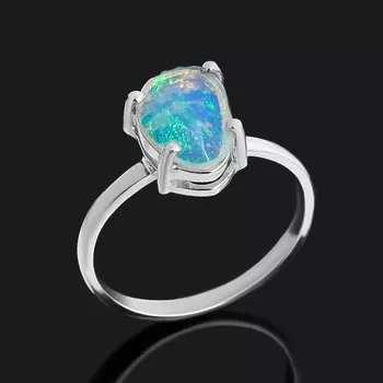 Кольцо опал благородный белый (серебро 925 пр.) огранка размер 18