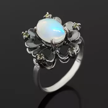 Кольцо опал благородный белый (серебро 925 пр. оксидир.) размер 17,5