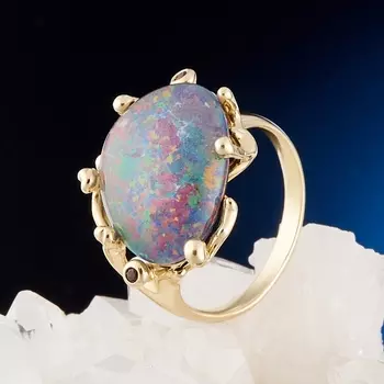 Кольцо опал благородный (триплет) (золото 585 пр.) размер 16,5