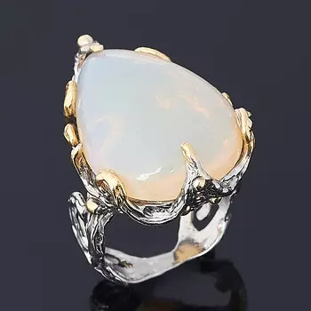 Кольцо опал благородный желтый (серебро 925 пр. позолота, родир. сер.) размер 17,5