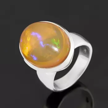 Кольцо опал благородный желтый (серебро 925 пр.) размер 17