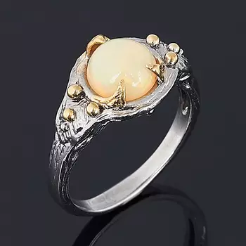 Кольцо опал благородный желтый (серебро 925 пр. позолота, родир. сер.) размер 18