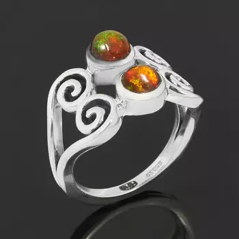 Кольцо опал благородный желтый (серебро 925 пр.) размер 17