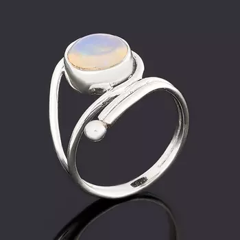 Кольцо опал благородный желтый (серебро 925 пр.) размер 18