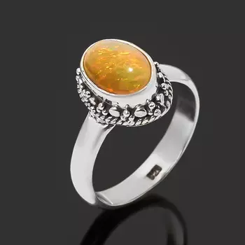 Кольцо опал благородный желтый (серебро 925 пр.) размер 17