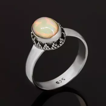 Кольцо опал благородный желтый (серебро 925 пр. оксидир.) размер 17