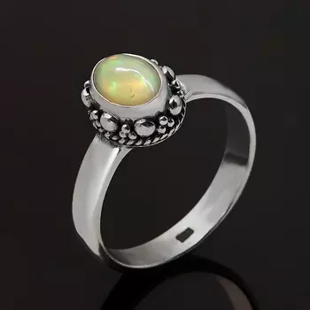 Кольцо опал благородный желтый (серебро 925 пр. оксидир.) размер 18,5