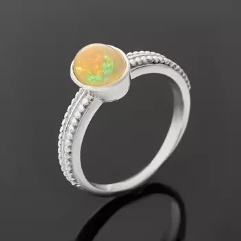 Кольцо опал благородный желтый (серебро 925 пр.) размер 17