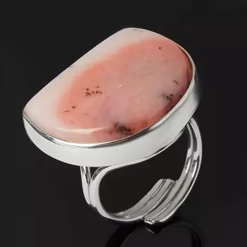 Кольцо опал розовый (серебро 925 пр. родир. бел.) (регулируемый) размер 18,5