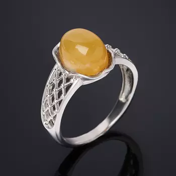 Кольцо опал желтый (серебро 925 пр. родир. бел.) размер 18