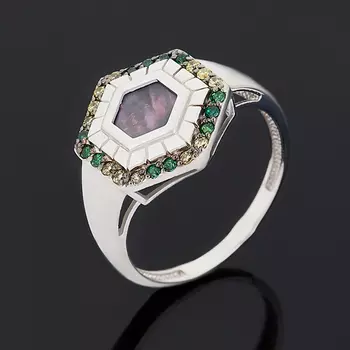 Кольцо перламутр серый (серебро 925 пр.) размер 17